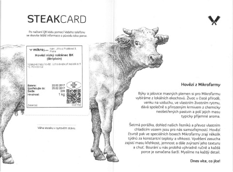 Steak card - hovězí nízký rostěnec