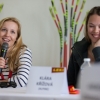 Tereza Kmochová a Klára Křížová během tiskové konference