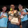Christophe Geissler of Switzerland (left), Jason Wynyard of New Zealand (Middle) and Martin Komarek of Czech Republic celebrate during the victory ceremony of the  Stihl Timbersports Championships 2011 in Roermond, Netherlands today on September 3rd. The event was won by Jason Wynyard of New Zealand, followed by Christophe Geissler of Switzerland and Martin Komarek of Czech Republic.
Free image for editorial usage only: Photo by Andreas Schaad for Global Newsroom
FOR EDITORIAL USE ONLY. 
For more pictures, videos and TV material go to www.global-newsroom.com. info +43 664 380 50 53